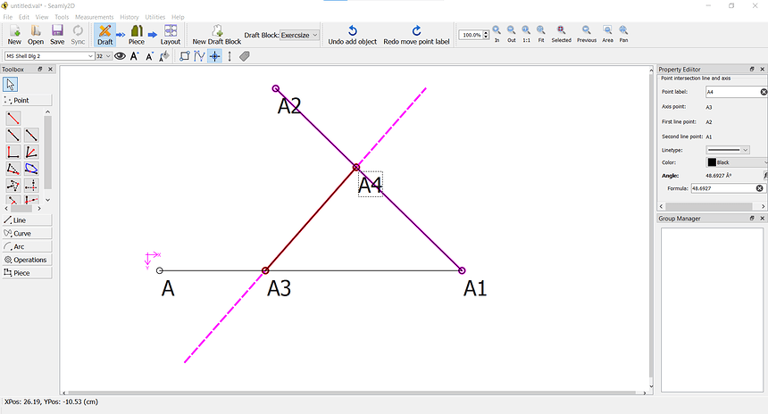 intersection point of line and axis